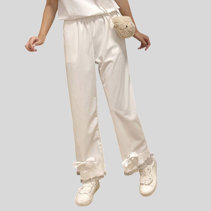 Pantalon Velours Blanc Femme