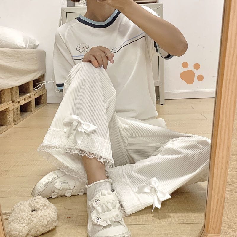 Pantalon Velours Blanc Femme