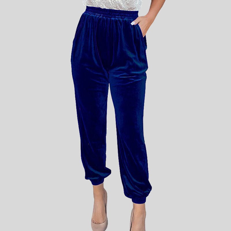 Pantalon Velours Bleu Femme