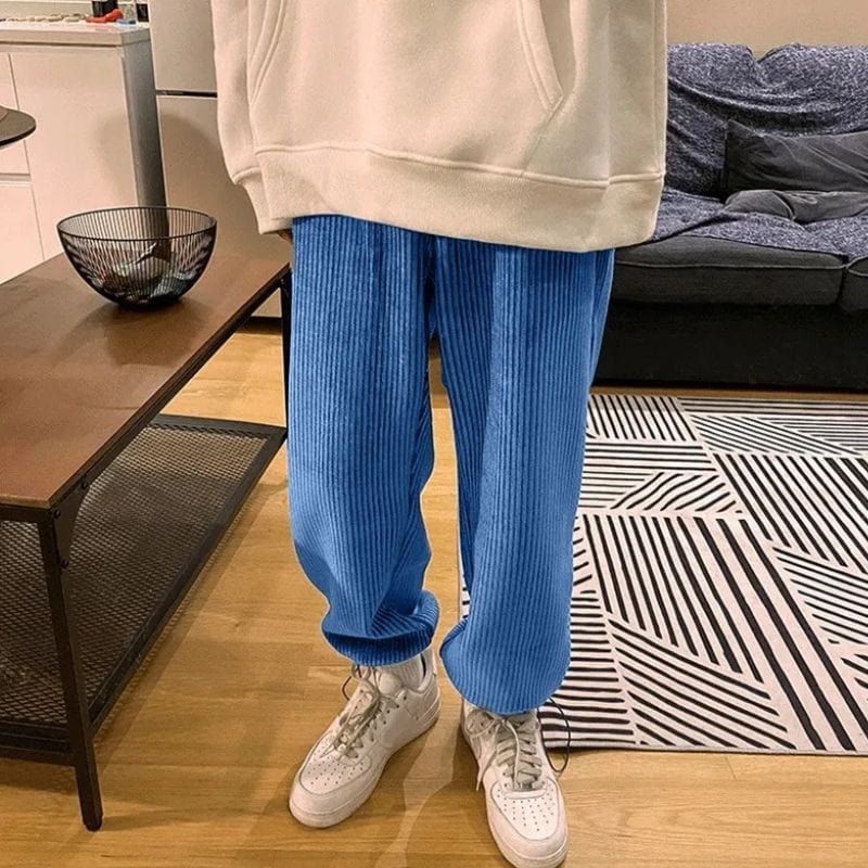 Pantalon Velours Bleu Homme