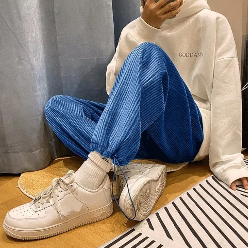 Pantalon Velours Bleu Homme