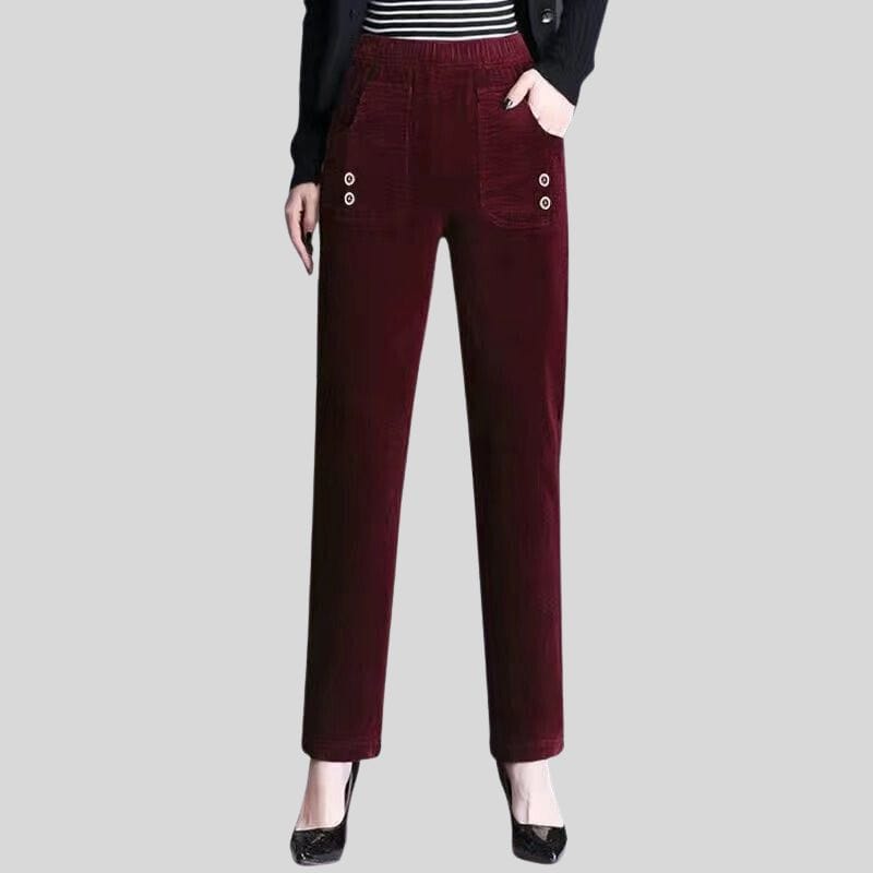 Pantalon Velours Bordeaux Femme
