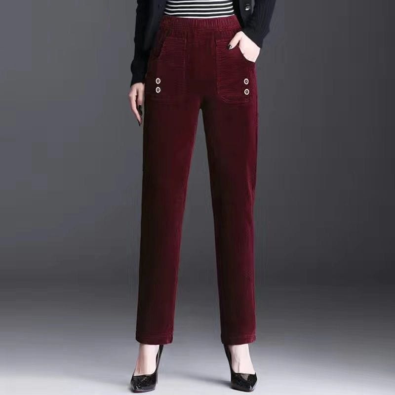 Pantalon Velours Bordeaux Femme