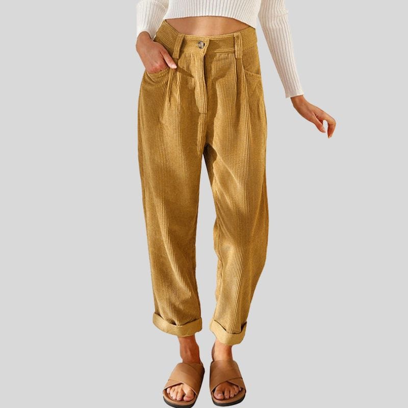 Pantalon Velours Camel Femme