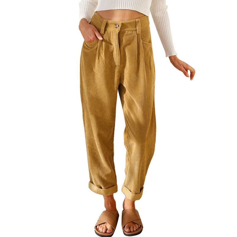 Pantalon Velours Camel Femme