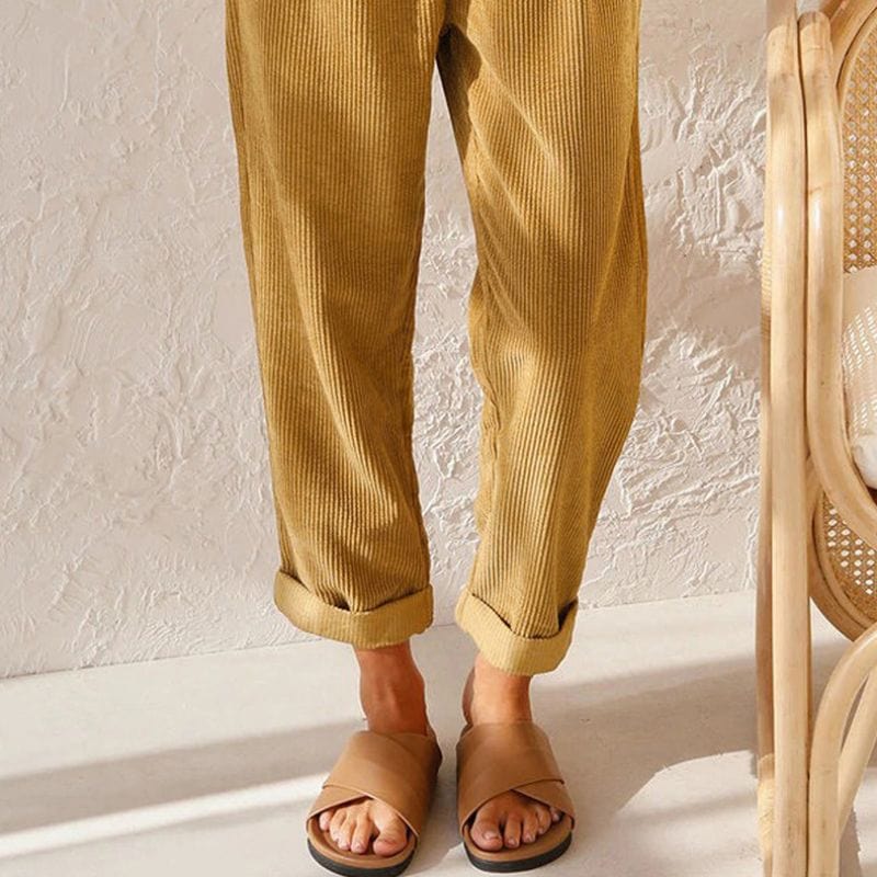 Pantalon Velours Camel Femme