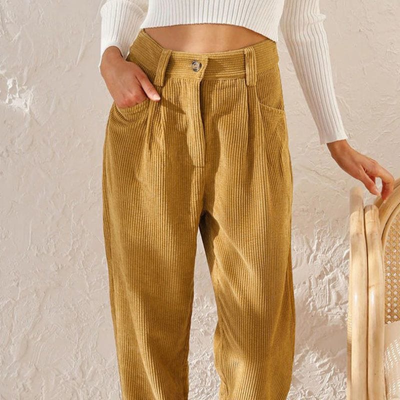 Pantalon Velours Camel Femme