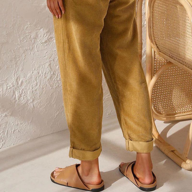 Pantalon Velours Camel Femme