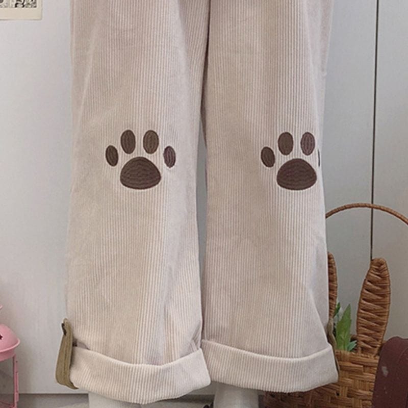 Pantalon Velours Cotelé Beige Femme