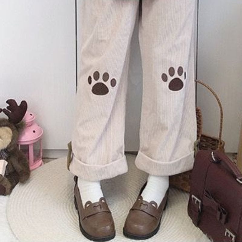 Pantalon Velours Cotelé Beige Femme