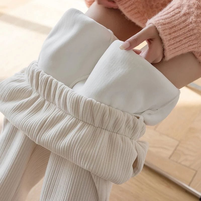 Pantalon Velours Cotele Blanc Femme