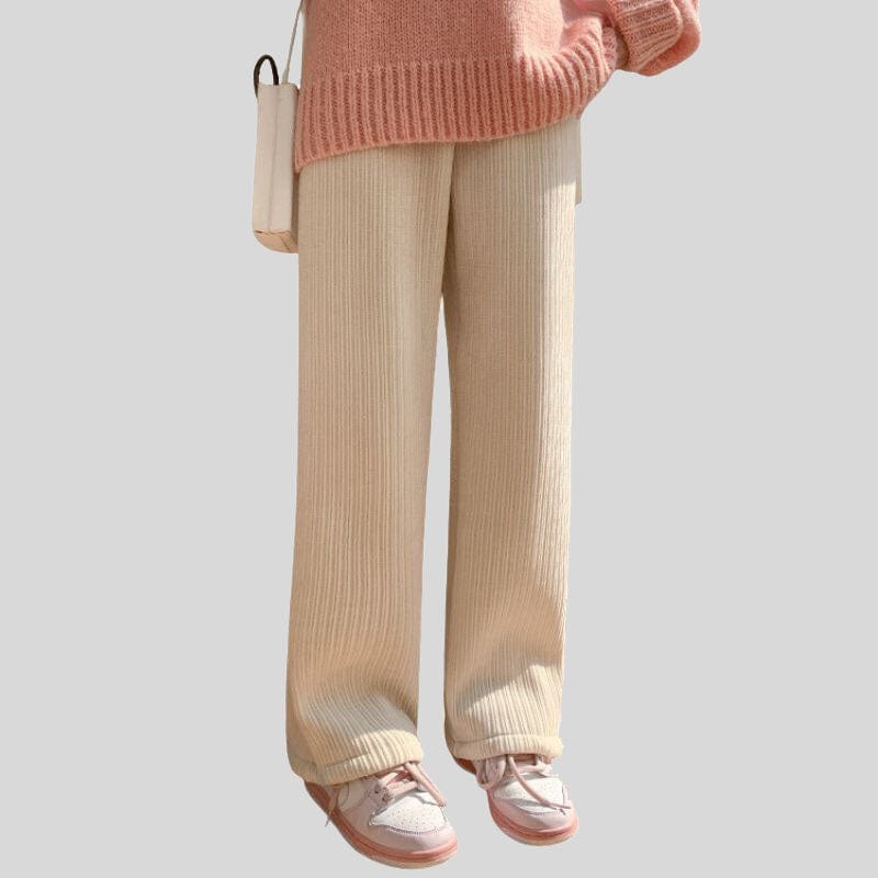 Pantalon Velours Cotele Blanc Femme