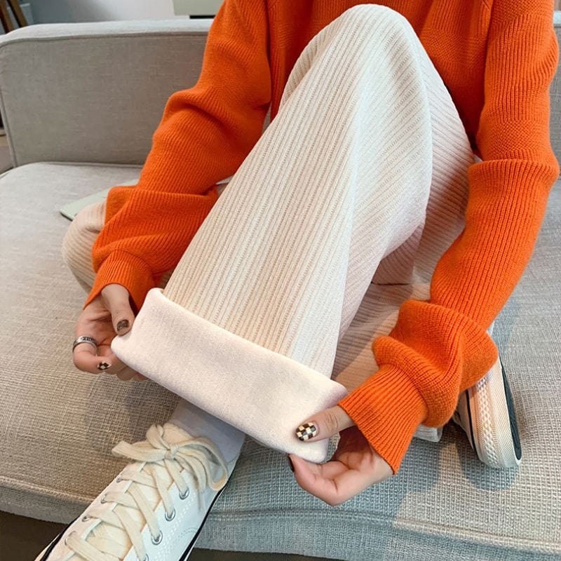 Pantalon Velours Cotele Blanc Femme