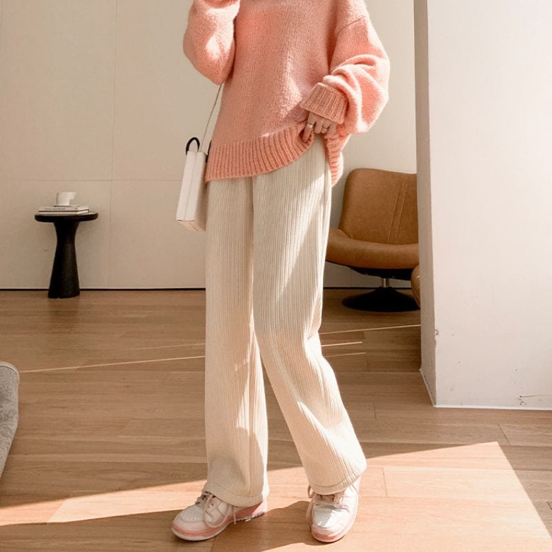 Pantalon Velours Cotele Blanc Femme