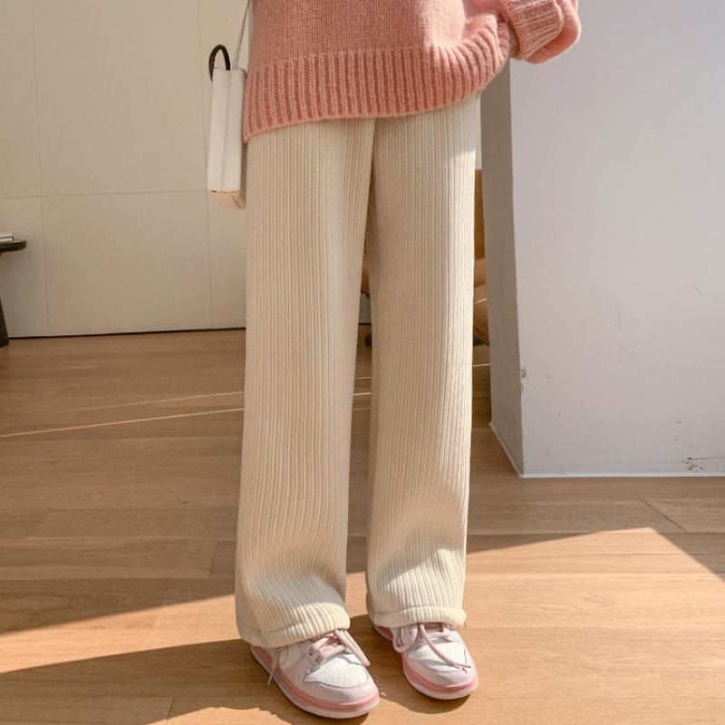 Pantalon Velours Cotele Blanc Femme