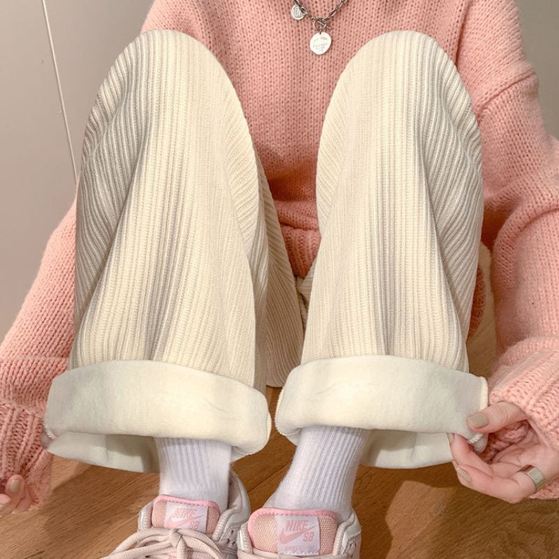 Pantalon Velours Cotele Blanc Femme