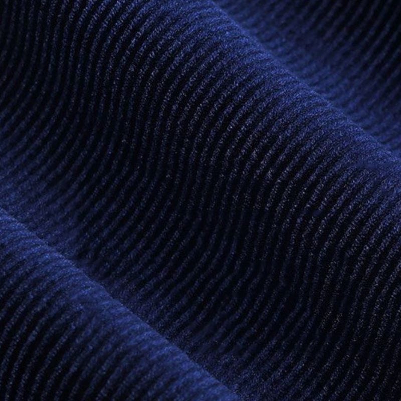 Pantalon Velours Cotelé Bleu Marine Femme