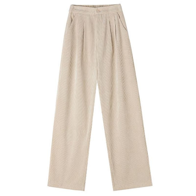 Pantalon Velours Cotele Ecru Femme