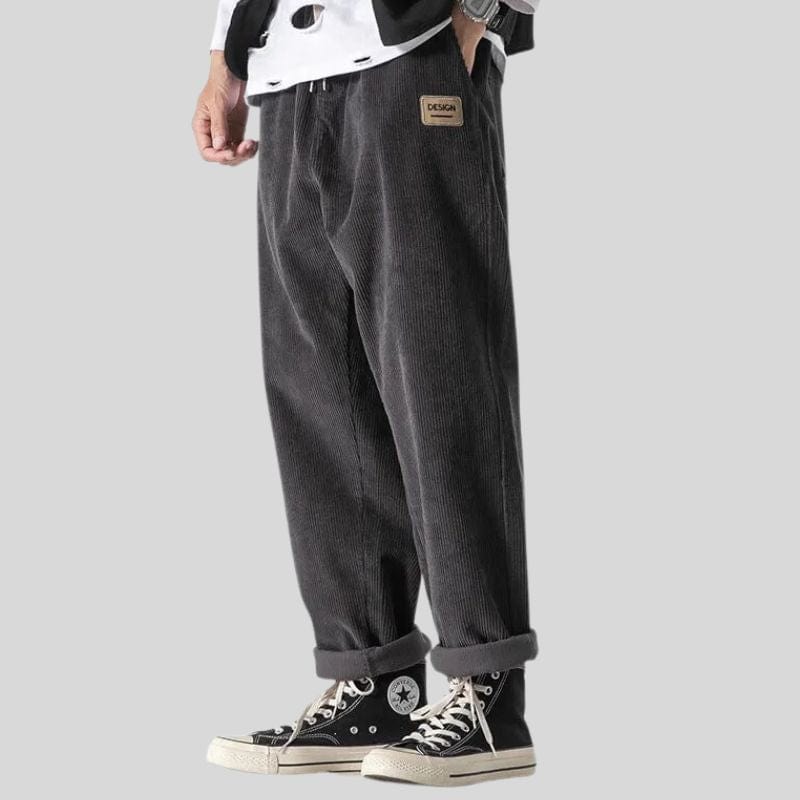 Pantalon Velours Cotelé Gris Homme