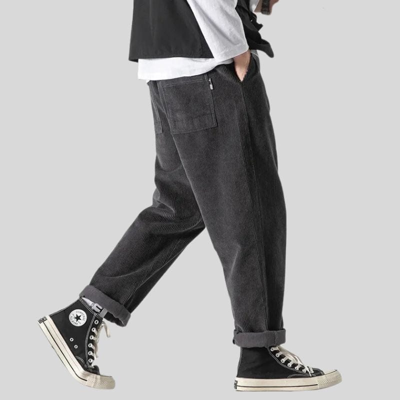 Pantalon Velours Cotelé Gris Homme