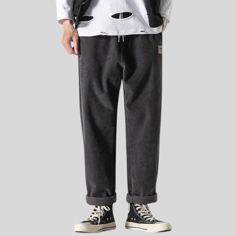 Pantalon Velours Cotelé Gris Homme