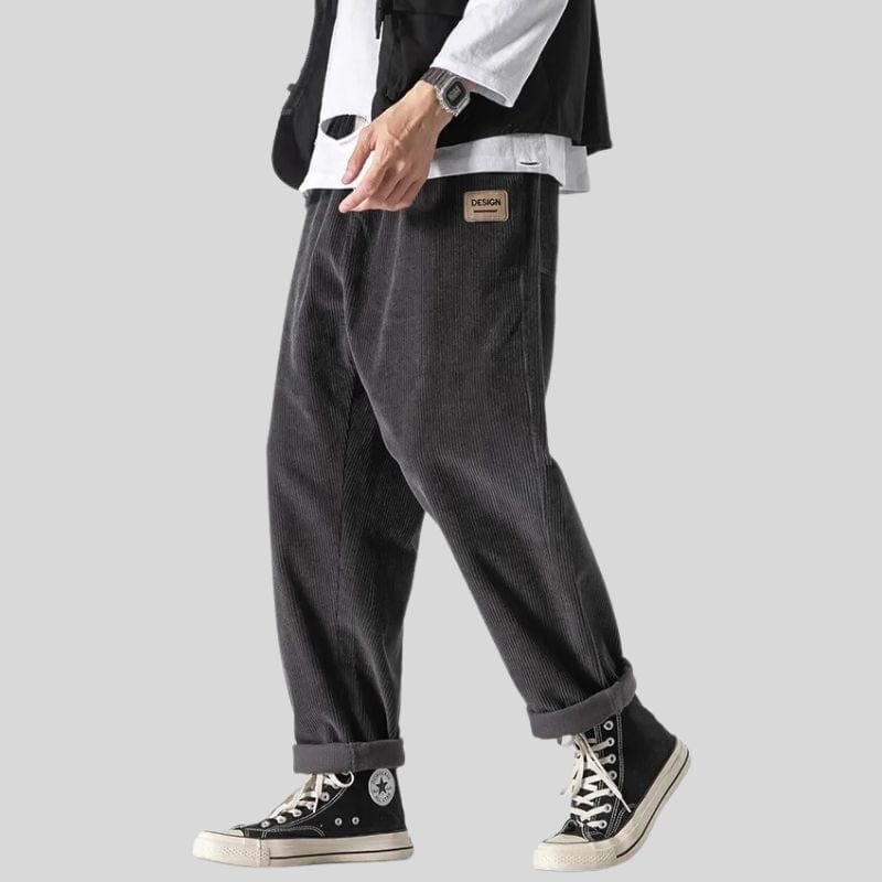 Pantalon Velours Cotelé Gris Homme