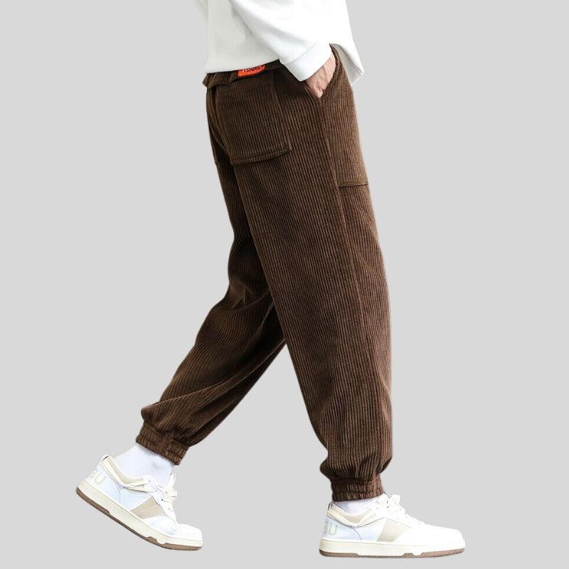 Pantalon Velours Cotelé Homme Marron