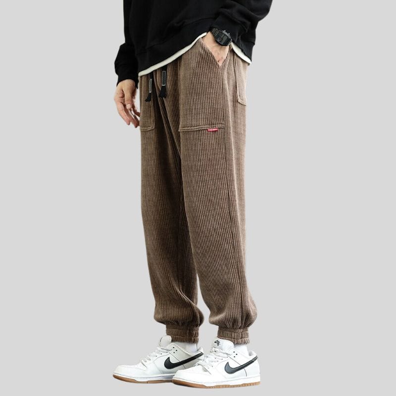 Pantalon Velours Cotelé Marron Homme