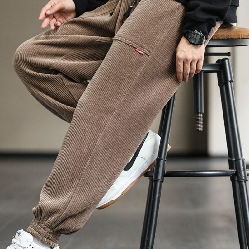 Pantalon Velours Cotelé Marron Homme