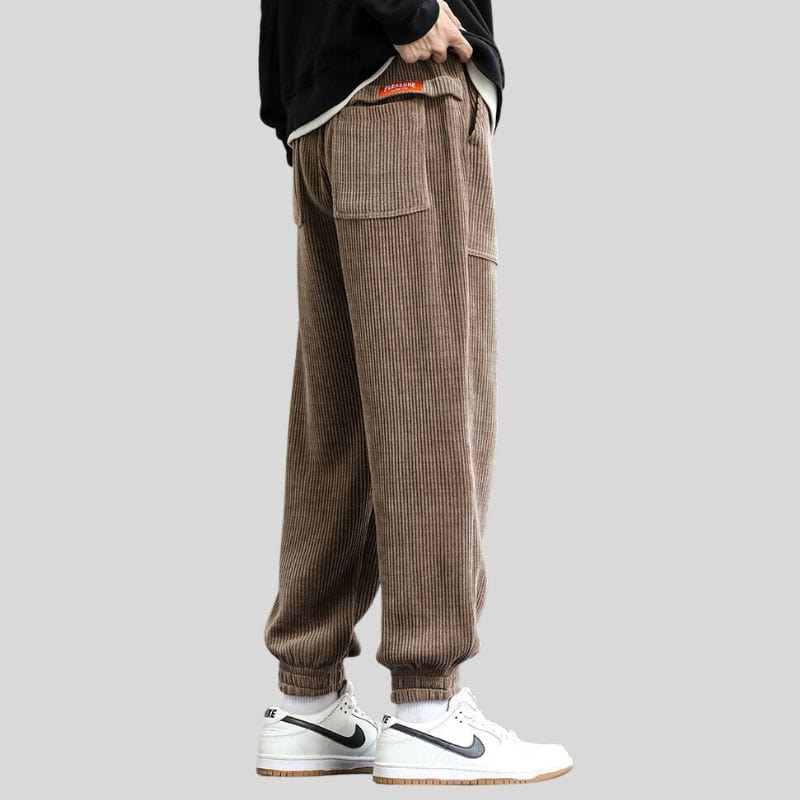 Pantalon Velours Cotelé Marron Homme