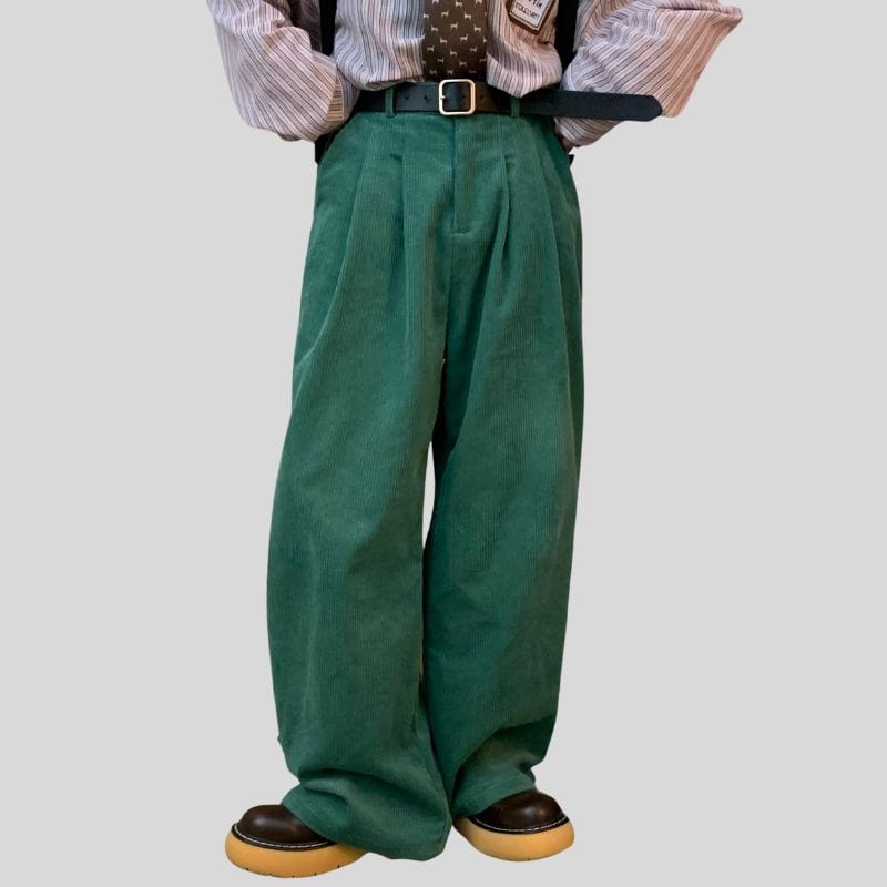 Pantalon Velours Cotelé Vert Homme