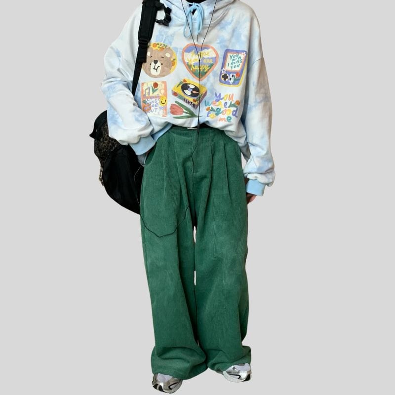 Pantalon Velours Cotelé Vert Homme