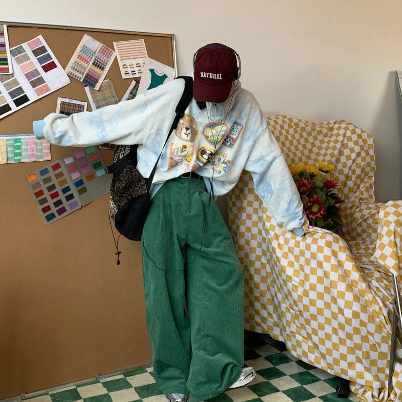 Pantalon Velours Cotelé Vert Homme