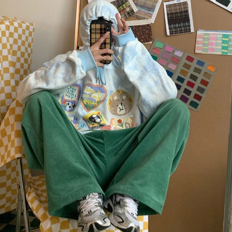 Pantalon Velours Cotelé Vert Homme