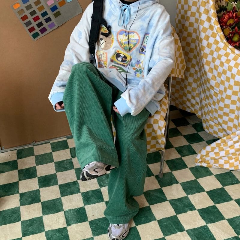 Pantalon Velours Cotelé Vert Homme