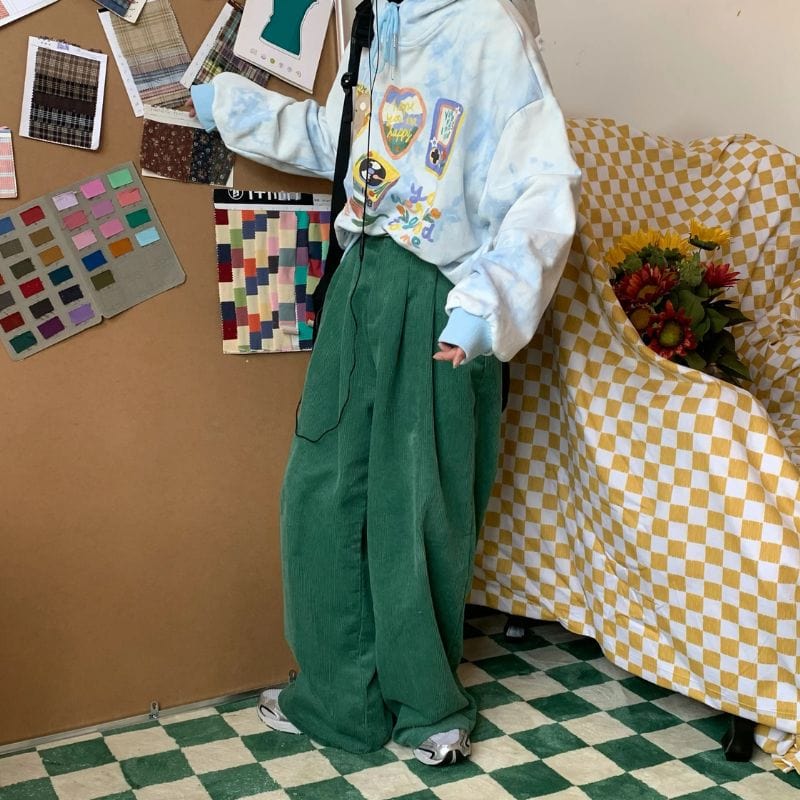 Pantalon Velours Cotelé Vert Homme