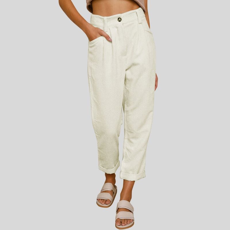 Pantalon Velours Femme Blanc