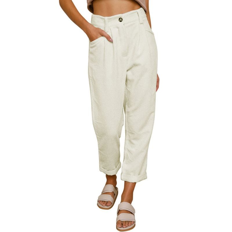 Pantalon Velours Femme Blanc