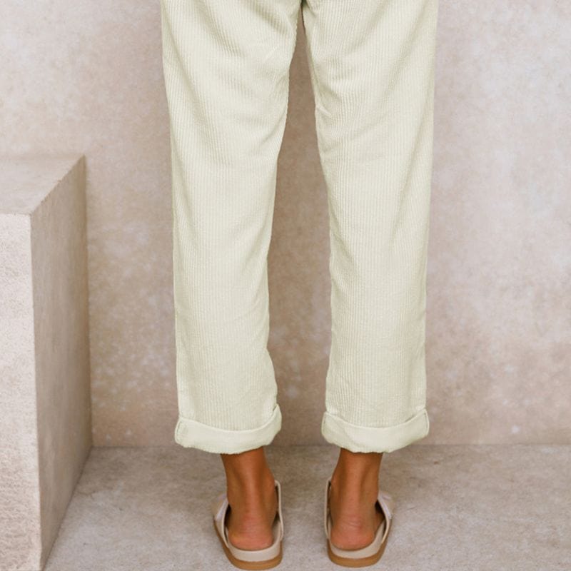 Pantalon Velours Femme Blanc