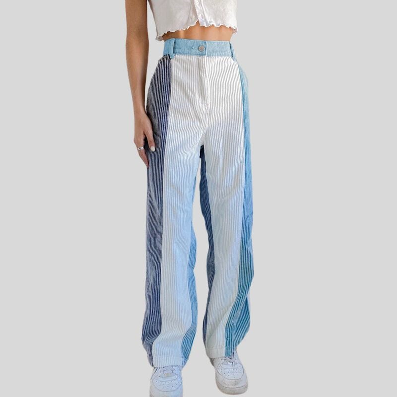 Pantalon Velours Femme Bleu