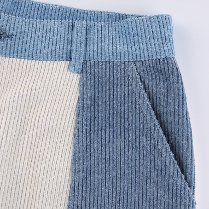 Pantalon Velours Femme Bleu