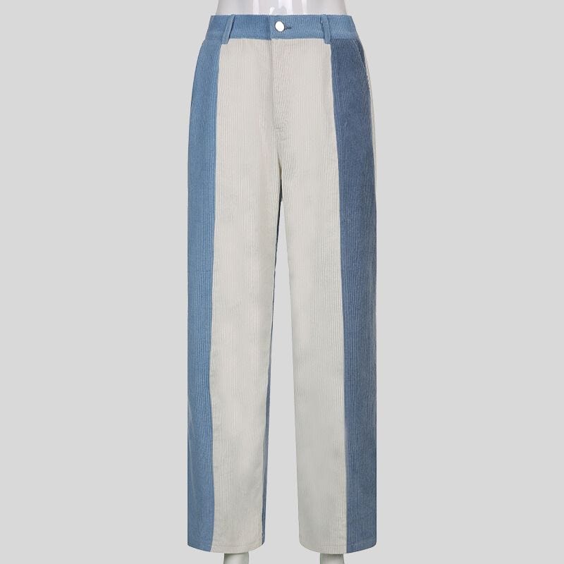 Pantalon Velours Femme Bleu