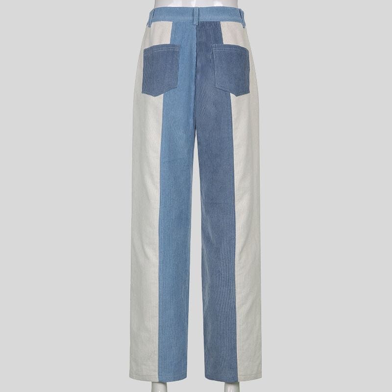 Pantalon Velours Femme Bleu
