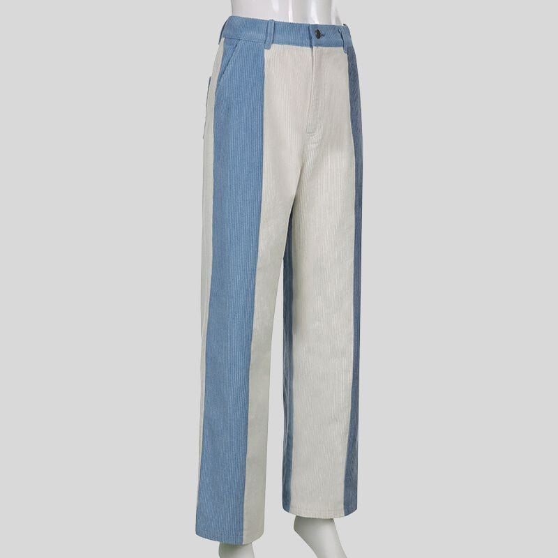 Pantalon Velours Femme Bleu