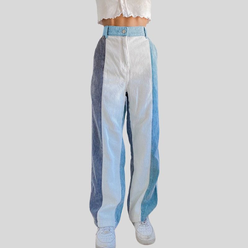 Pantalon Velours Femme Bleu