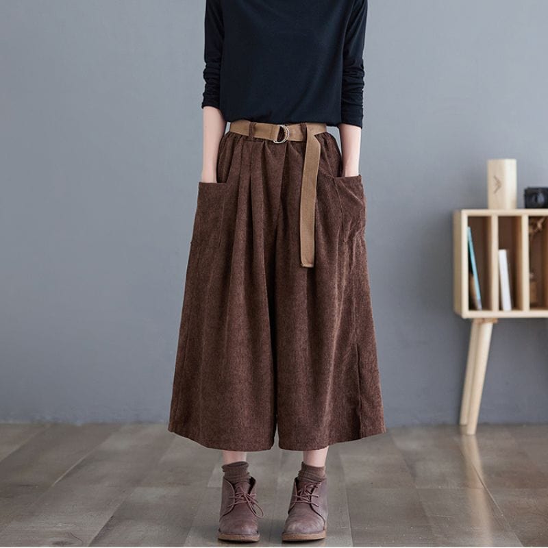 Pantalon Velours Femme Marron