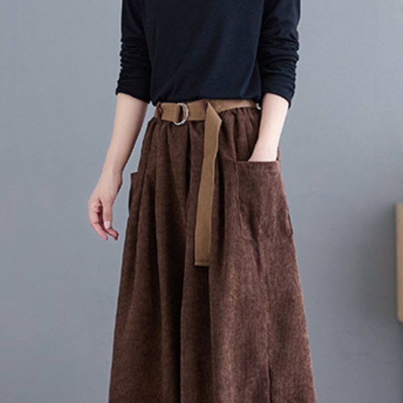 Pantalon Velours Femme Marron