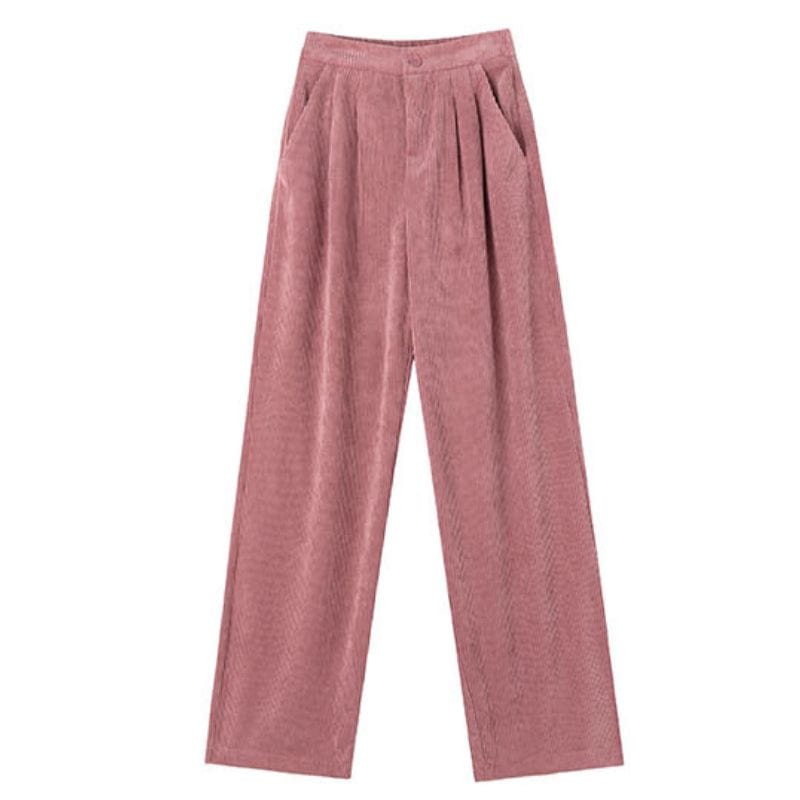 Pantalon Velours Femme Rose