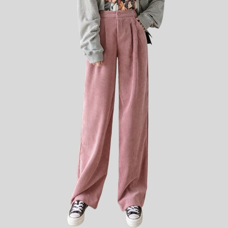 Pantalon Velours Femme Rose