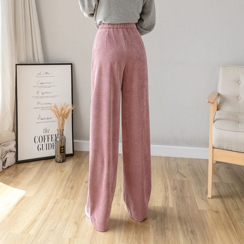 Pantalon Velours Femme Rose